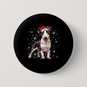 Bull Terrier jul Sweater Hund Julafton Ljus Tre Knapp