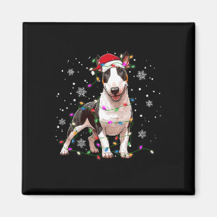 Bull Terrier jul Sweater Hund Julafton Ljus Tre Magnet