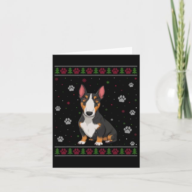 Bull Terrier jul Sweater Julafton Pet Animal Hund Kort (Framsida)