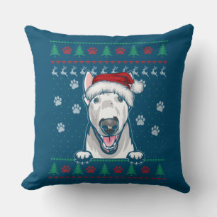 Bull Terrier jul, ugly Sweater Rolig hund Kärlek Kudde
