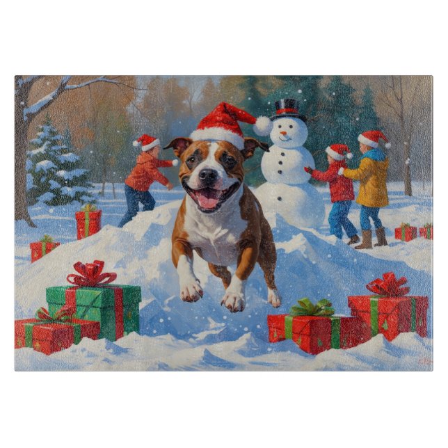 Bull Terrier Julfestiv Snöscen (Framsidan)