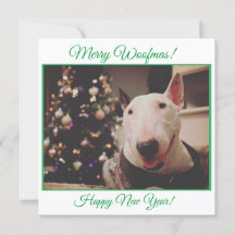 Bull Terrier Julgran-leende Card