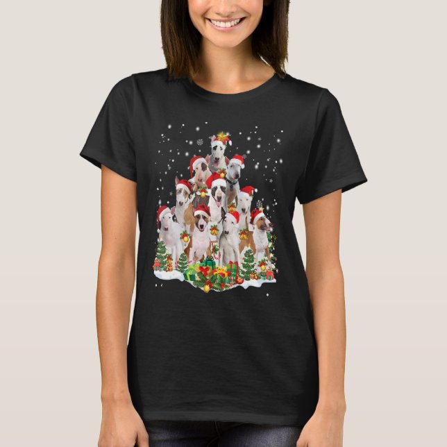Bull Terrier Julgran Santa Hat Hund Ugly Sw T Shirt (Framsida)