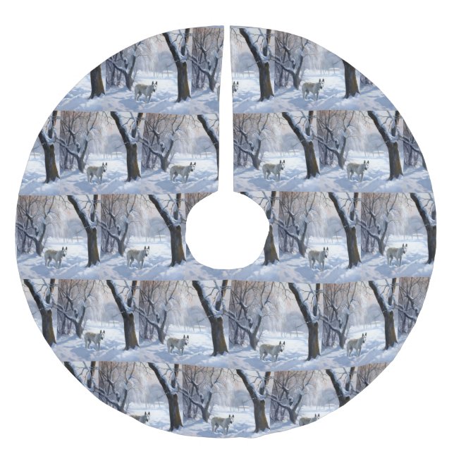 Bull Terrier Låt det snöa jul Julgransmatta Borstad Polyester (Framsidan)