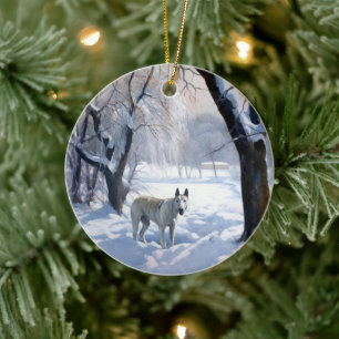 Bull Terrier Låt det snöa jul Julgransprydnad Keramik