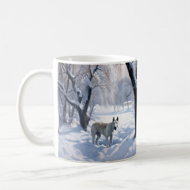 Bull Terrier Låt det snöa jul Kaffemugg (Vänster)