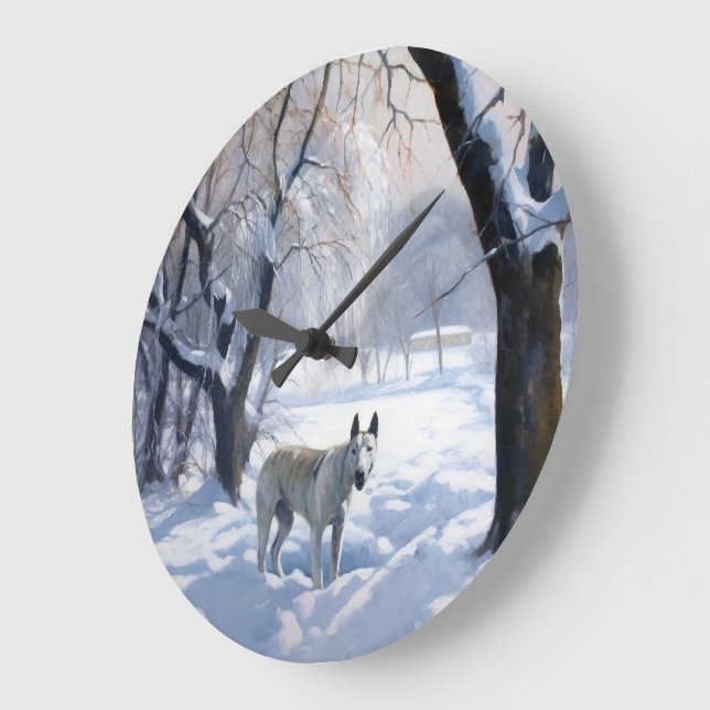 Bull Terrier Låt det snöa jul Stor Klocka (Vinkel)