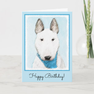 Bull Terrier målning - Cute Original Hund Art Kort