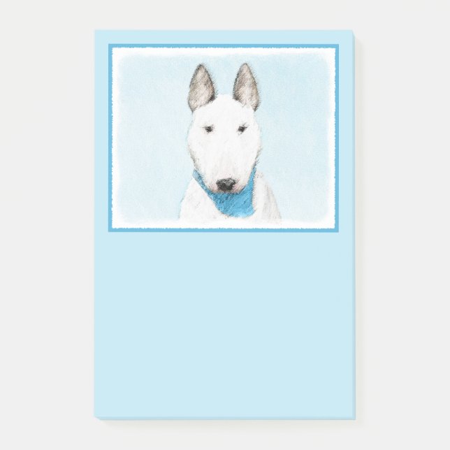 Bull Terrier målning - Cute Original Hund Art Post-it Block (Framsida)
