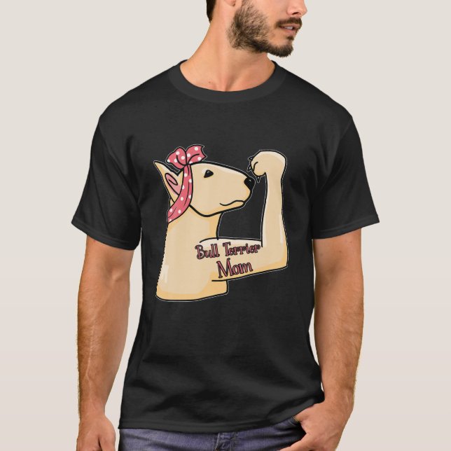 Bull Terrier Mamma Tatto, Gift Bully Mamma Hundäga T Shirt (Framsida)