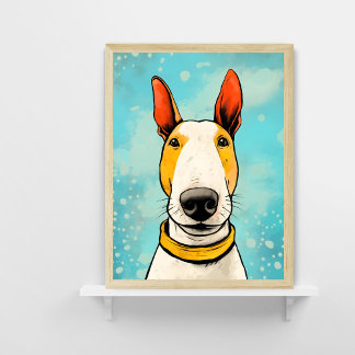 Bull Terrier med Gult Collar Colorful Hund Poster