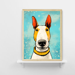 Bull Terrier med Gult Collar Colorful Hund Poster