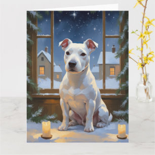 Bull Terrier med julen Ljus Helgdag Kort