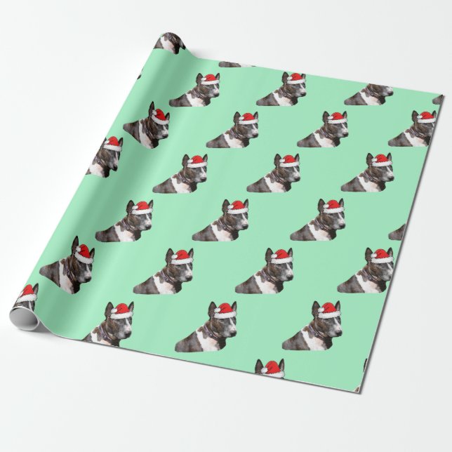 Bull Terrier med Santa Hat Presentpapper (Utrullad)
