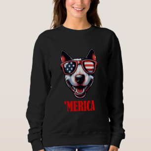 Bull Terrier Merica 4:e juli US Flagga T Shirt