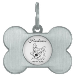 Bull Terrier Minimalist Line Art Personalized Tag ID-bricka Husdjur