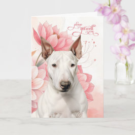 Bull Terrier Mjuk Rosa Botaniska Blommor Goda Åter Kort
