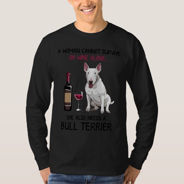Bull Terrier och Vin Hund Passande T Shirt (Framsida)