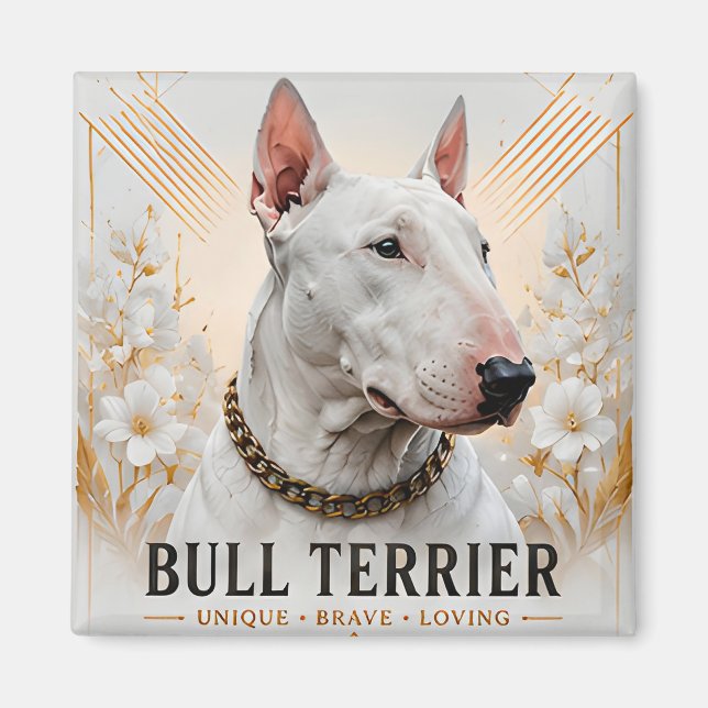 Bull Terrier Oförskräckt Ikon Magnet (Framsidan)