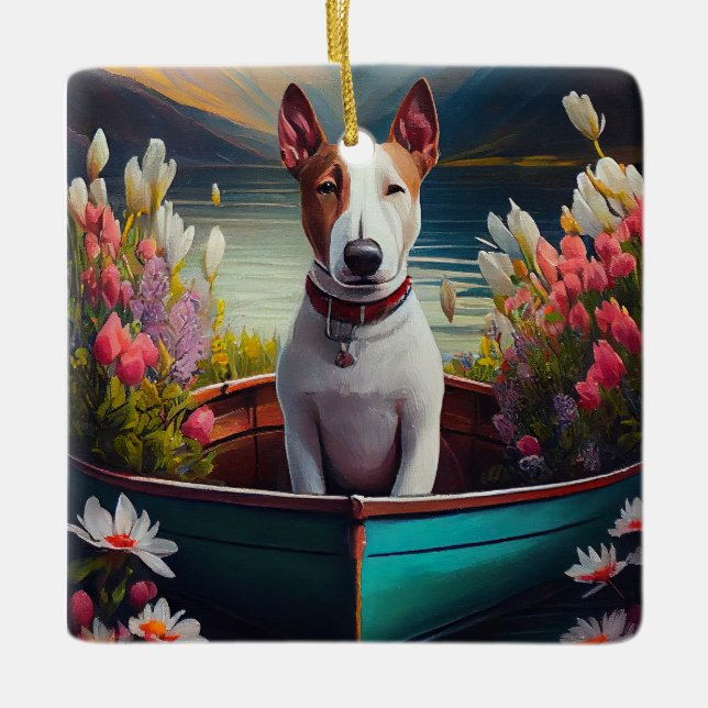 Bull Terrier on a Paddle: A Scenia Äventyr Julgransprydnad Keramik (Framsida)
