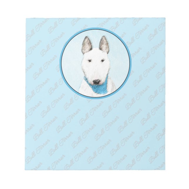 Bull Terrier Painting - Cute Original Hund Art Anteckningsblock (Framsida)