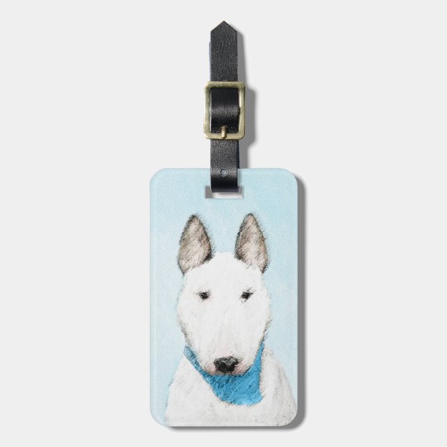 Bull Terrier Painting - Cute Original Hund Art Bagagebricka (Vertikal Framsida)