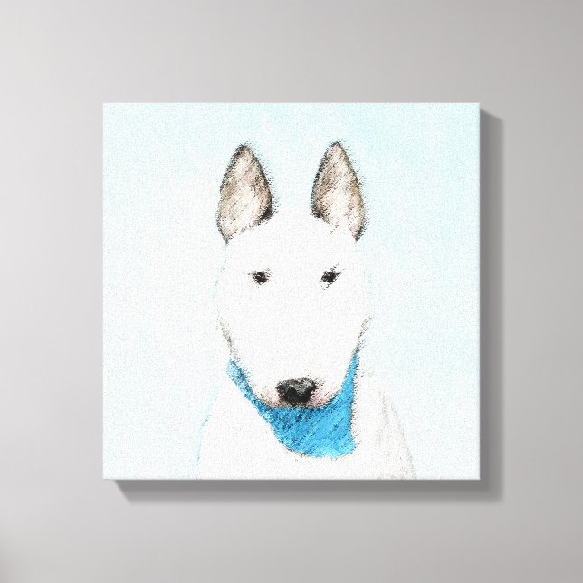 Bull Terrier Painting - Cute Original Hund Art Canvastryck (Framsida)