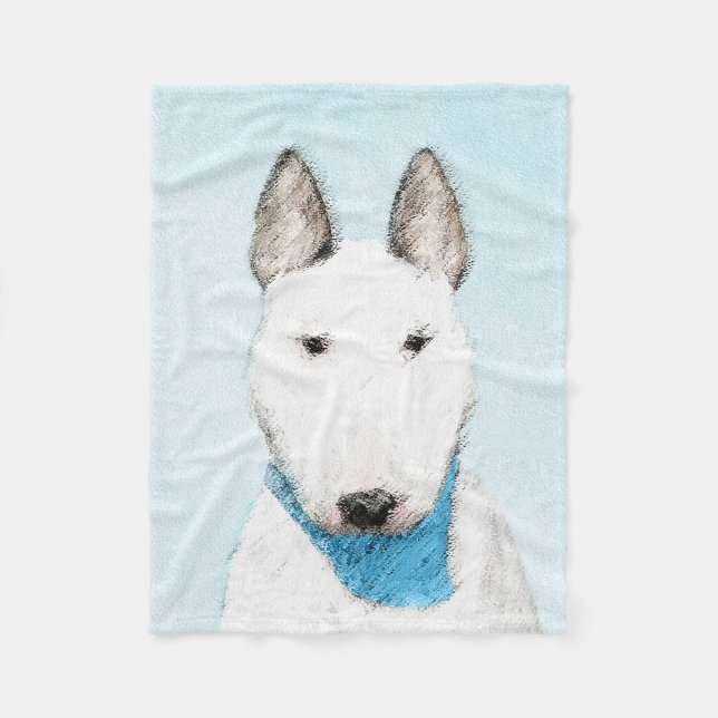 Bull Terrier Painting - Cute Original Hund Art Fleecefilt (Framsidan)