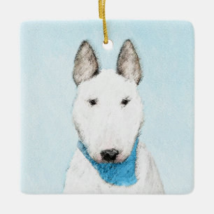 Bull Terrier Painting - Cute Original Hund Art Julgransprydnad Keramik