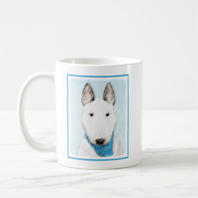 Bull Terrier Painting - Cute Original Hund Art Kaffemugg (Vänster)