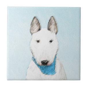 Bull Terrier Painting - Cute Original Hund Art Kakelplatta