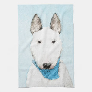 Bull Terrier Painting - Cute Original Hund Art Kökshandduk