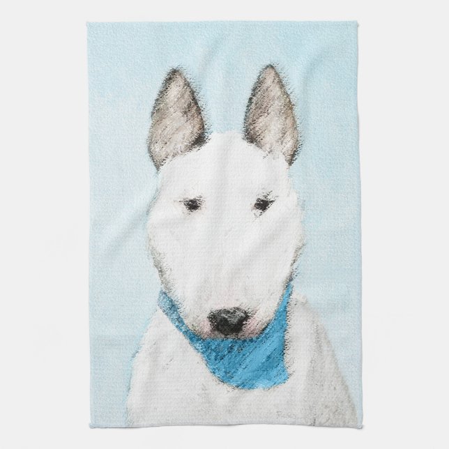 Bull Terrier Painting - Cute Original Hund Art Kökshandduk (Vertikal)