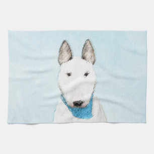 Bull Terrier Painting - Cute Original Hund Art Kökshandduk
