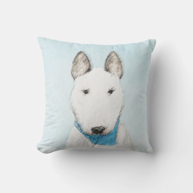 Bull Terrier Painting - Cute Original Hund Art Kudde (Framsida)