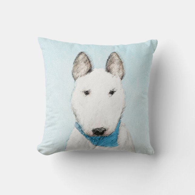 Bull Terrier Painting - Cute Original Hund Art Kudde (Framsida)