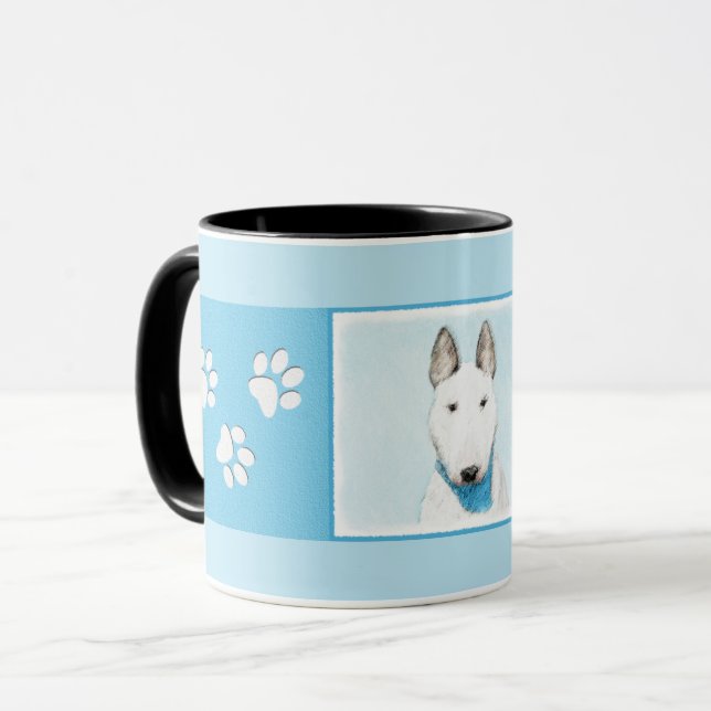 Bull Terrier Painting - Cute Original Hund Art Mugg (Framsida vänster)