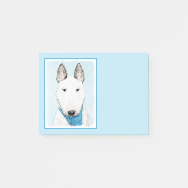 Bull Terrier Painting - Cute Original Hund Art Post-it Block (Framsida)