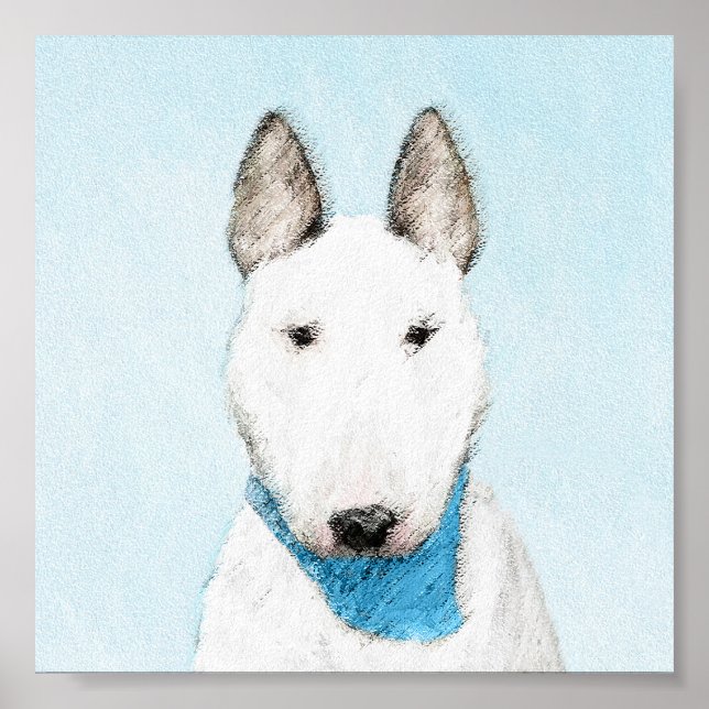 Bull Terrier Painting - Cute Original Hund Art Poster (Framsidan)