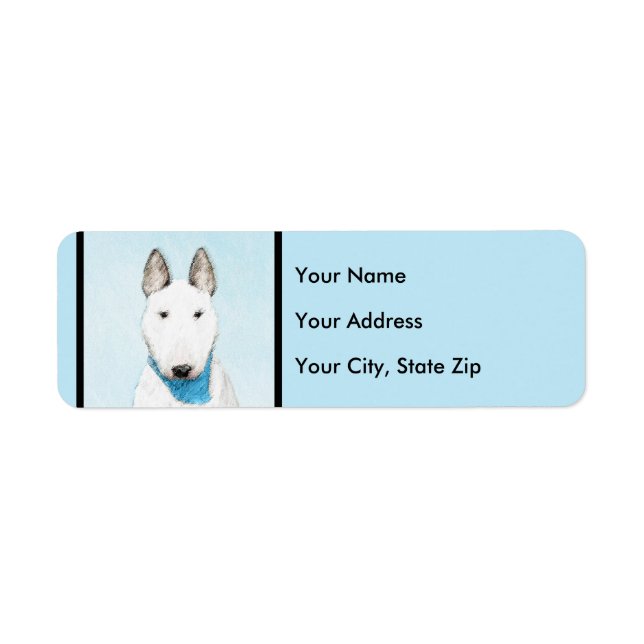 Bull Terrier Painting - Cute Original Hund Art Returadress Etikett (Framsidan)