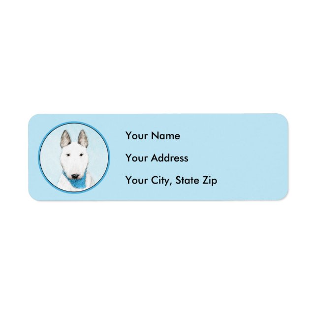 Bull Terrier Painting - Cute Original Hund Art Returadress Etikett (Framsidan)