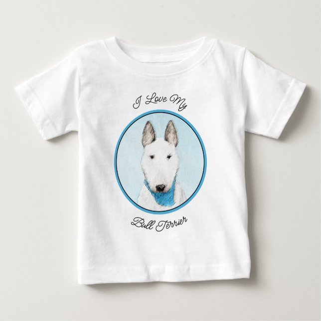 Bull Terrier Painting - Cute Original Hund Art T Shirt (Framsida)