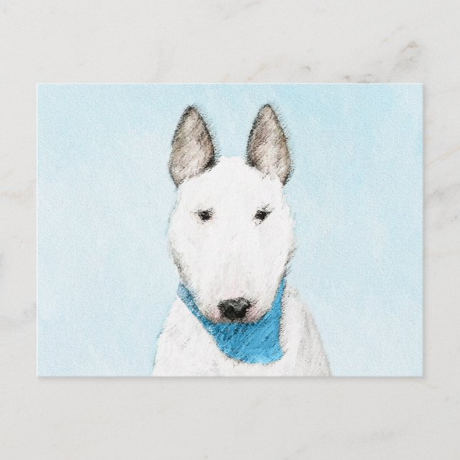 Bull Terrier Painting - Cute Original Hund Art Vykort (Framsida)
