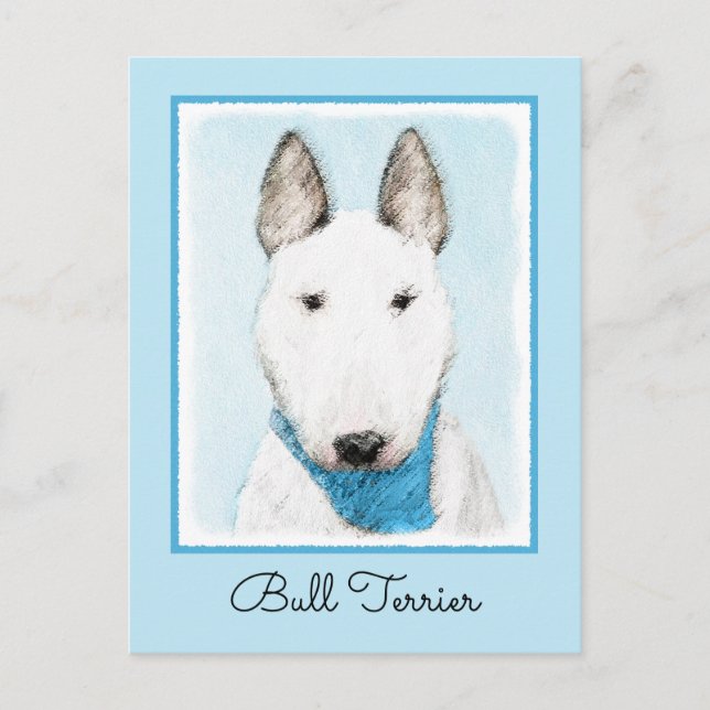 Bull Terrier Painting - Cute Original Hund Art Vykort (Framsida)