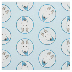 Bull Terrier Painting White English Cute Hund Art Tyg