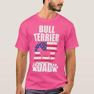 Bull Terrier Pappa Hund älskare Amerikanska Flagga T Shirt