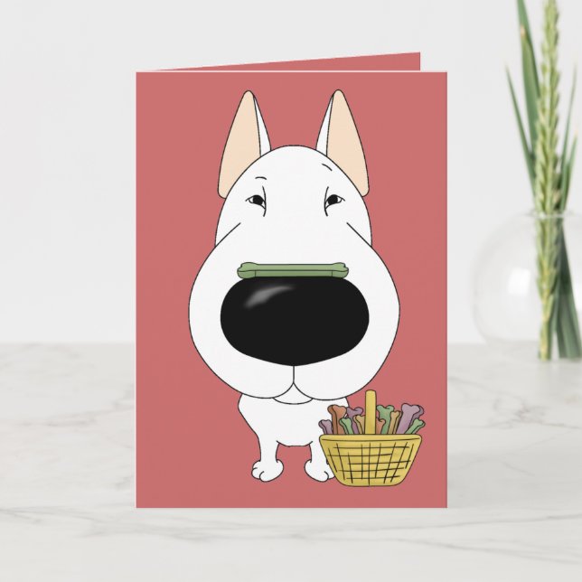 Bull Terrier - Påsk Bone Hunt, vem? Helgkort (Framsida)