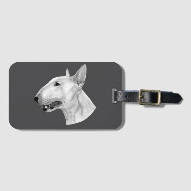 Bull Terrier pencil teckning Bagagebricka (Framsida horisontal)