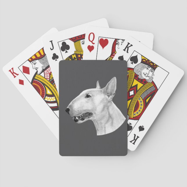 Bull Terrier pencil teckning Casinokort (Baksidan)