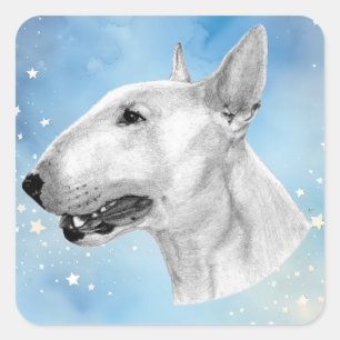 Bull Terrier pencil teckning Fyrkantigt Klistermärke